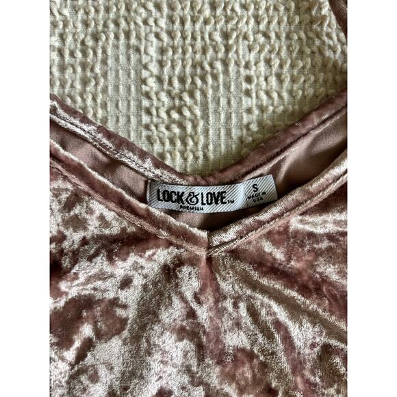 Pink Crushed Velvet Tank Top Lock & Love Premium Sz Small Made in USA Polyester - Picture 2 of 6